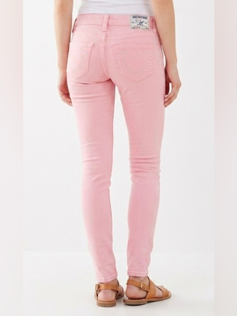 True Religion Crystal Light Pink Skinny Jeans - Back Pocket Detail Size 24